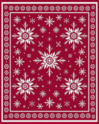 Crimson Snowflake Medley Border Rug