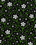 Black Floral Vine Pattern Rug