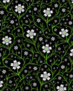 Black Floral Vine Pattern Rug