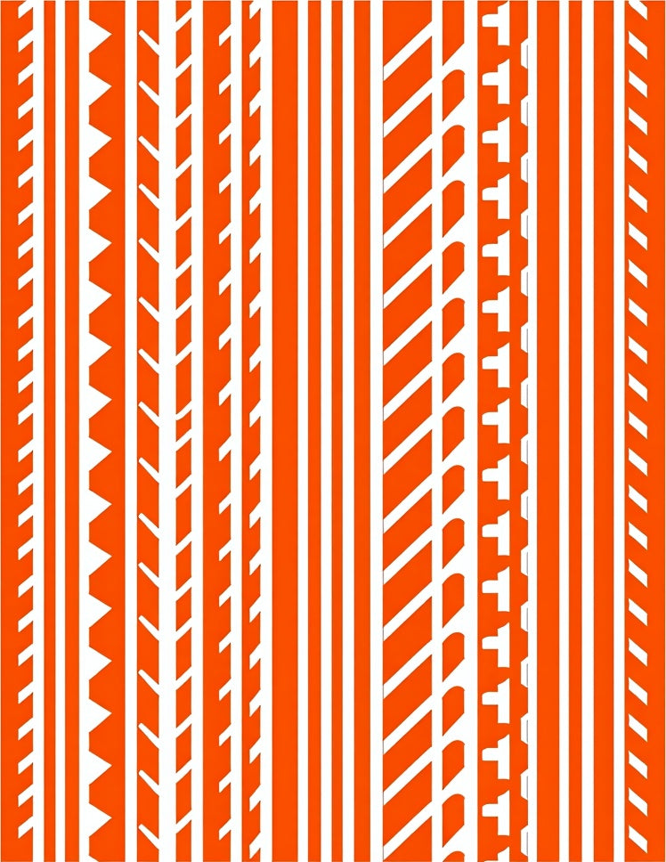Orange and White Striped Geometric Pattern Rug