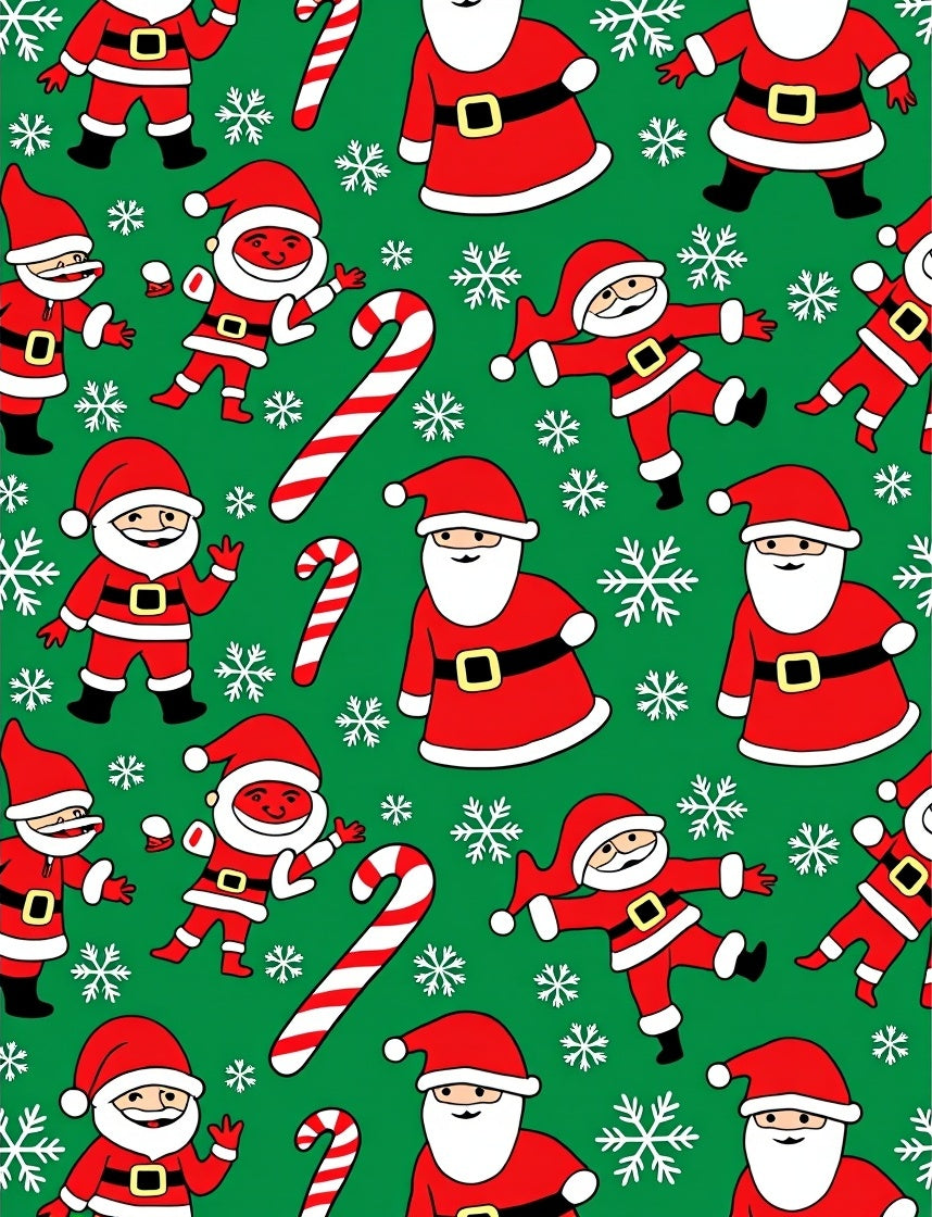 Christmas Santa Candy Cane Snowflakes Rug