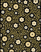 Elegant Floral Vines Black Gold Rug