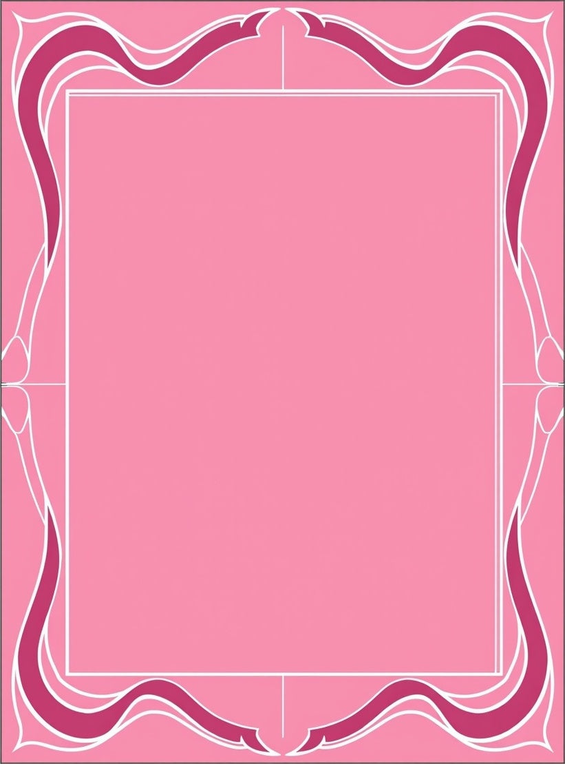 Pink Art Nouveau Floral Border Design Rug