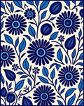 Bold Blue Floral Garden Pattern Rug