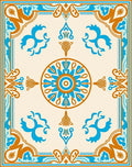 Ornate Teal Gold Floral Pattern Rug