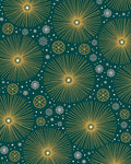 Gold Sunburst Teal Snowflake Rug