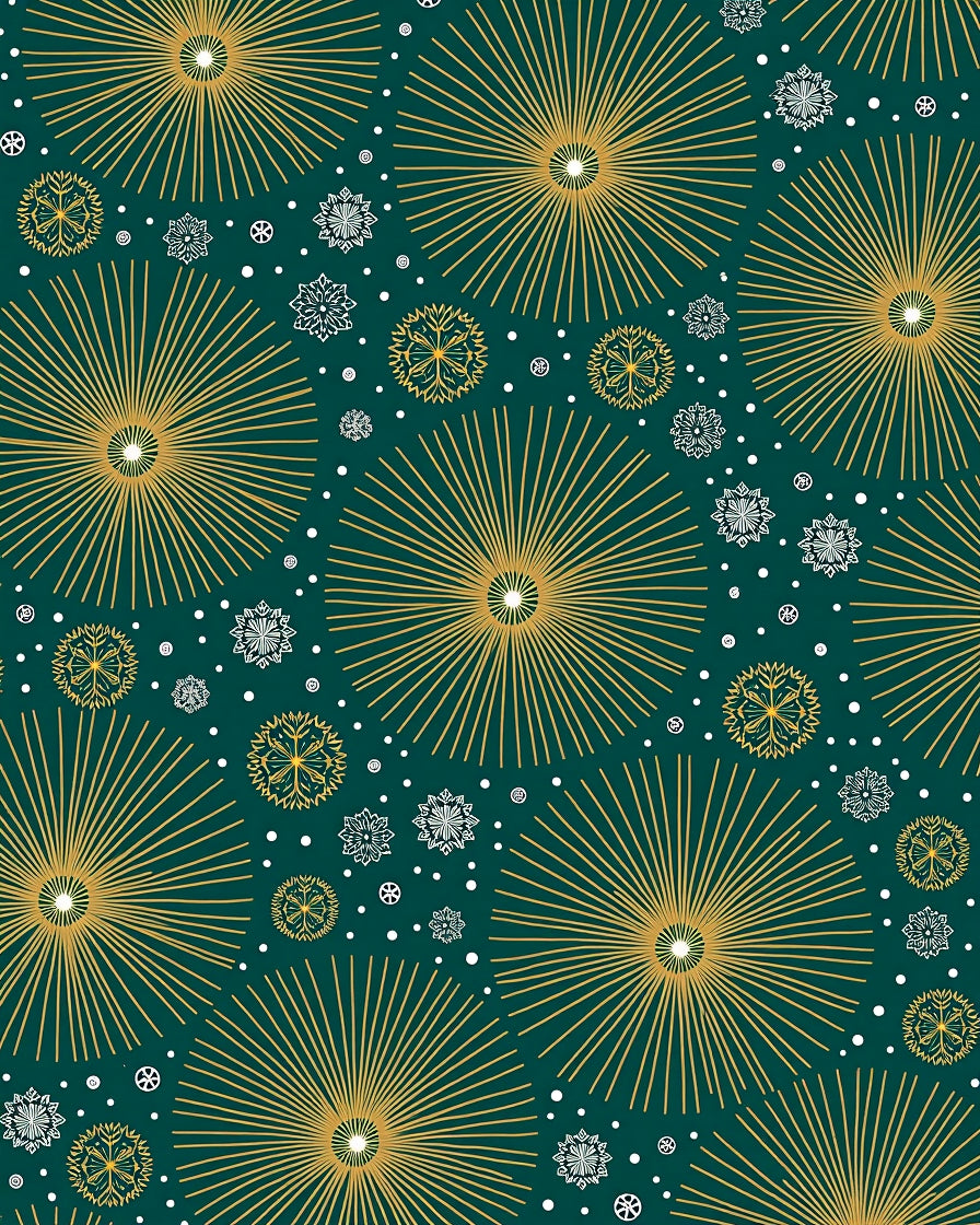 Gold Sunburst Teal Snowflake Rug