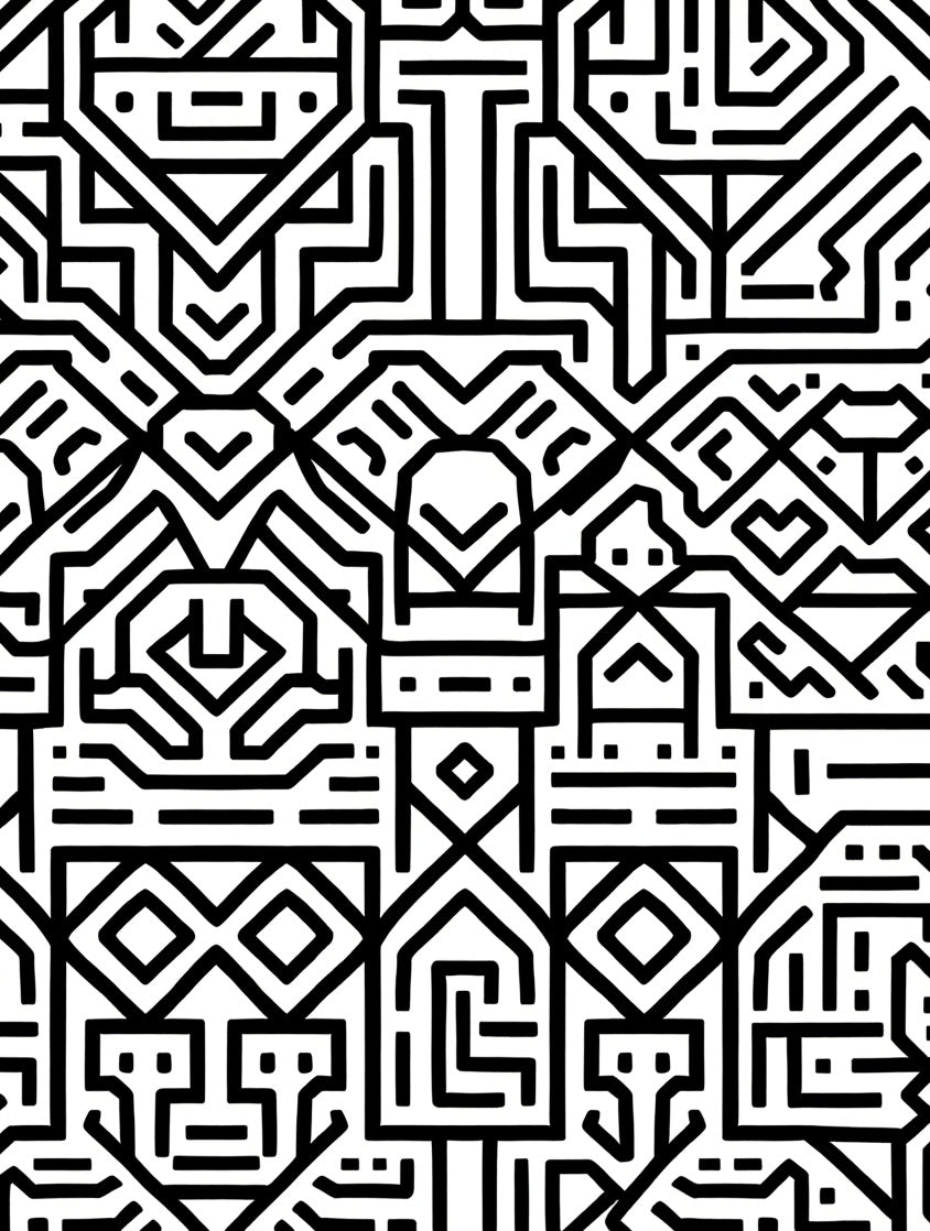Monochromatic Geometric Tribal Rug