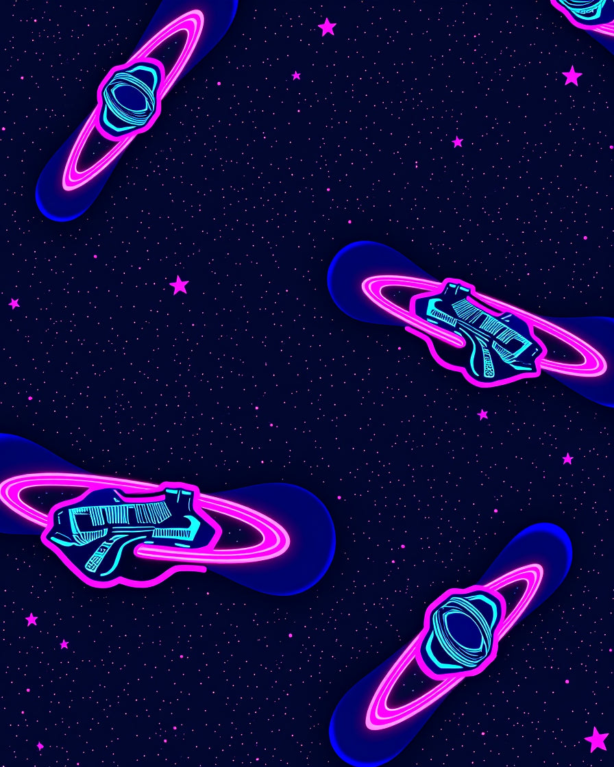 Neon Space Snowboard Pattern Rug