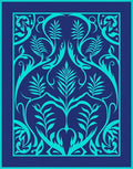 Teal Ornamental Botanical Pattern Rug