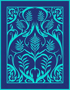 Teal Ornamental Botanical Pattern Rug