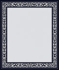 Ornate Black Floral Scroll Border Rug