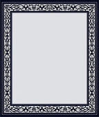 Ornate Black Floral Scroll Border Rug