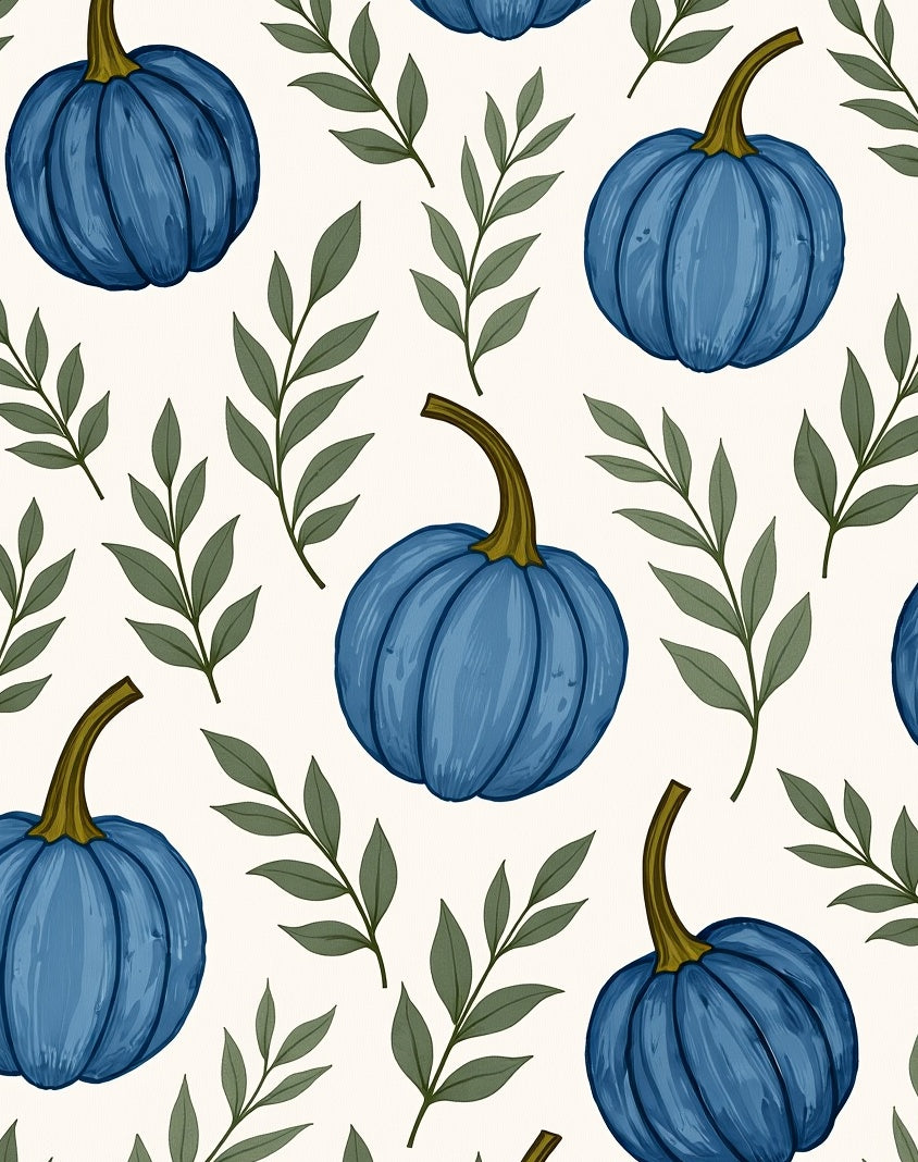 Blue Pumpkin Botanical Pattern Rug