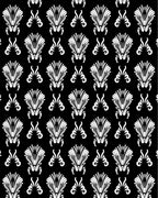 Black White Art Deco Fan Pattern Rug
