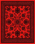 Crimson Floral Intricate Border Design Rug