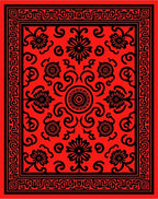 Crimson Floral Intricate Border Design Rug