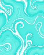 Aqua White Swirl Abstract Pattern Rug