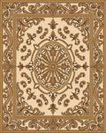 Ornate Scrollwork Golden Frame Rug