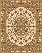 Ornate Scrollwork Golden Frame Rug