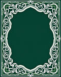 Ornate Emerald Scrollwork Frame Rug