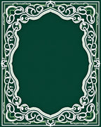Ornate Emerald Scrollwork Frame Rug