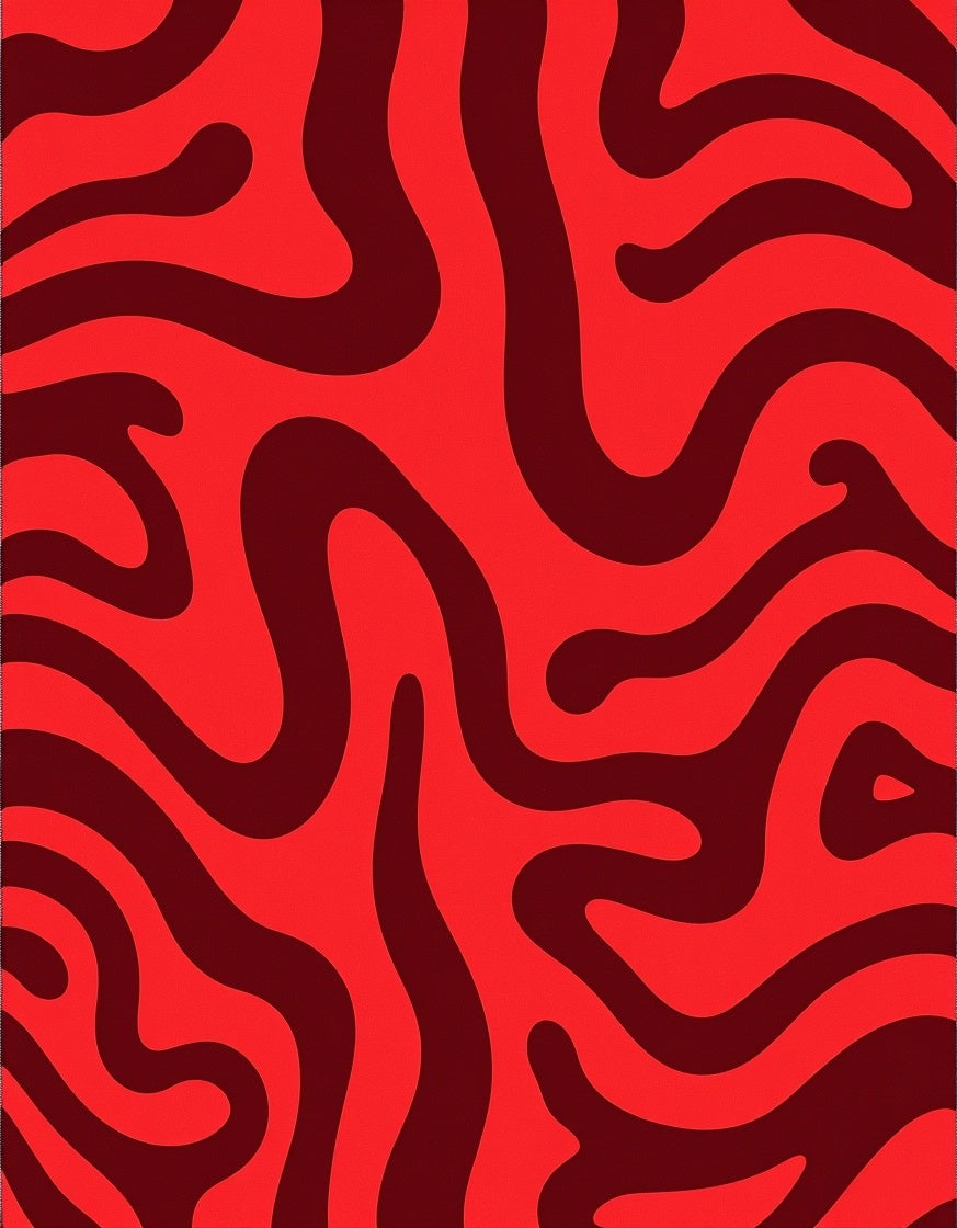 Bold Red Swirl Abstract Rug