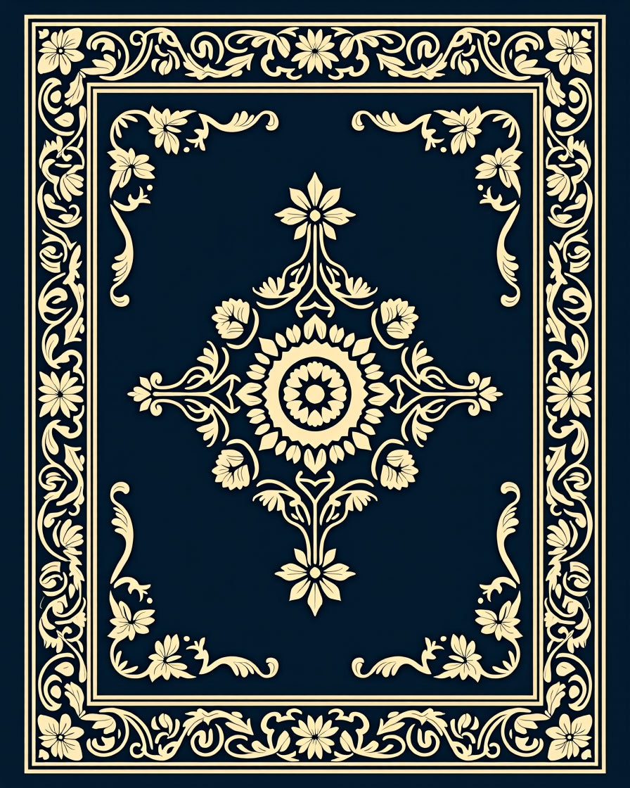 Classic Floral Border Medallion Design Rug