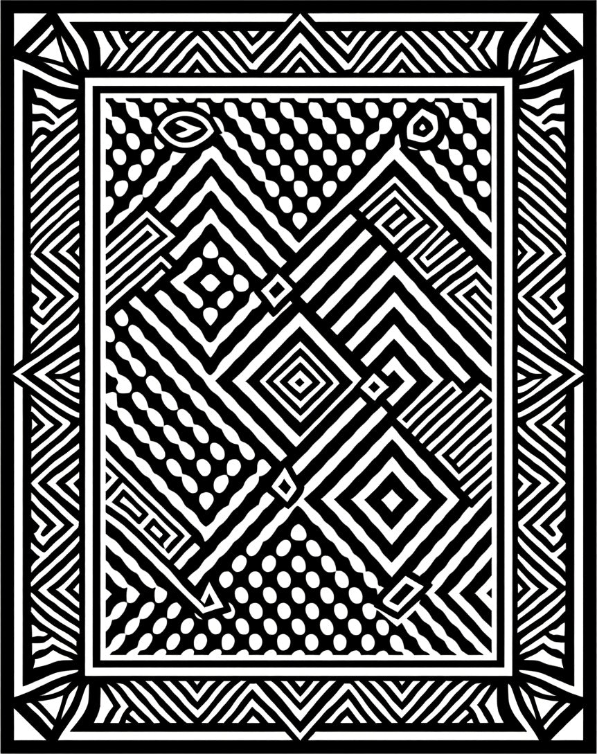 Dynamic Black White Geometric Pattern Rug