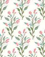 Soft Pink Floral Botanical Pattern Rug