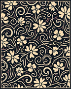 Cream Floral Swirl Pattern Rug