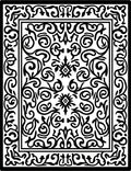 Black White Floral Scroll Work Rug