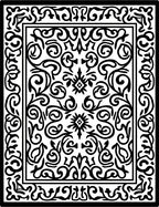 Black White Floral Scroll Work Rug