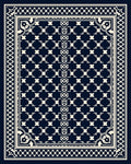 Geometric Navy Cream Medallion Pattern Rug