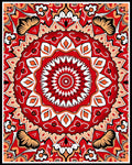 Radiant Red White Mandala Pattern Rug