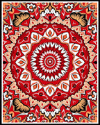 Radiant Red White Mandala Pattern Rug