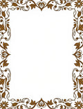 Ornate Brown Botanical Vine Border Rug