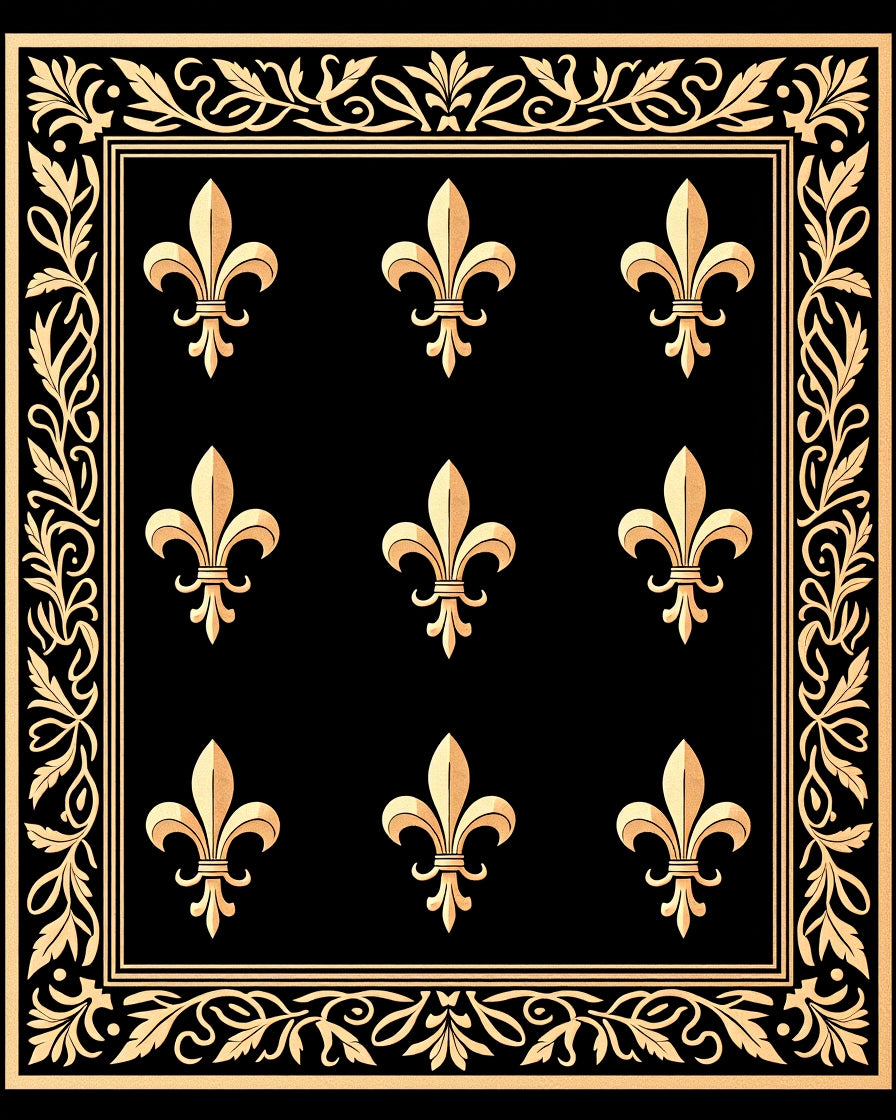 Classic Gold Fleur de Lis Border Rug