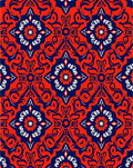 Intricate Red Blue Floral Medallion Design Rug