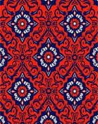 Intricate Red Blue Floral Medallion Design Rug