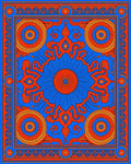 Bold Blue Orange Geometric Mandala Rug