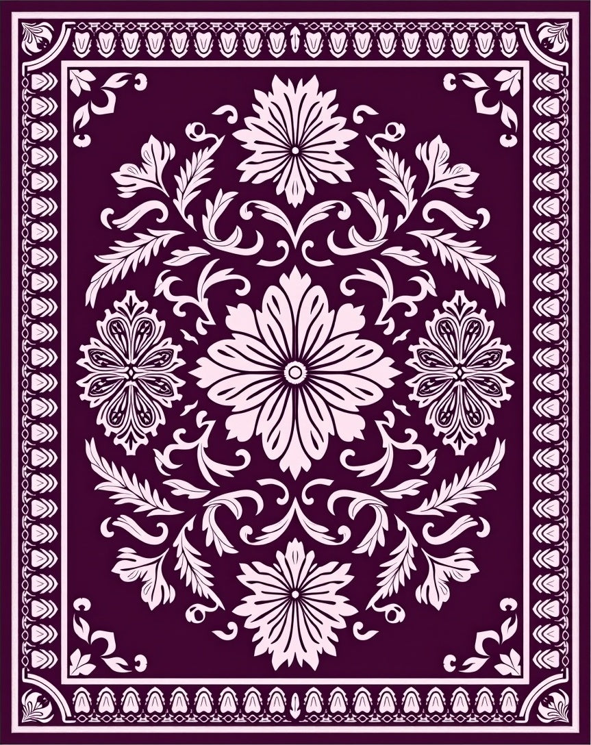 Ornate Floral Vineyard Pattern Rug
