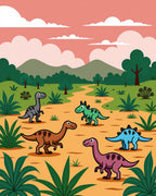 Dinosaur Landscape Scene Print Rug