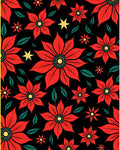Vintage Red Poinsettia Black Star Rug