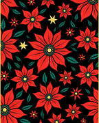 Vintage Red Poinsettia Black Star Rug