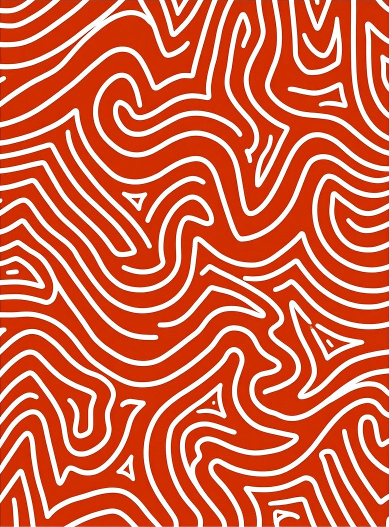 Bold Red White Organic Lines Rug