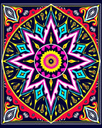 Vibrant Starburst With Geometric Accents Rug