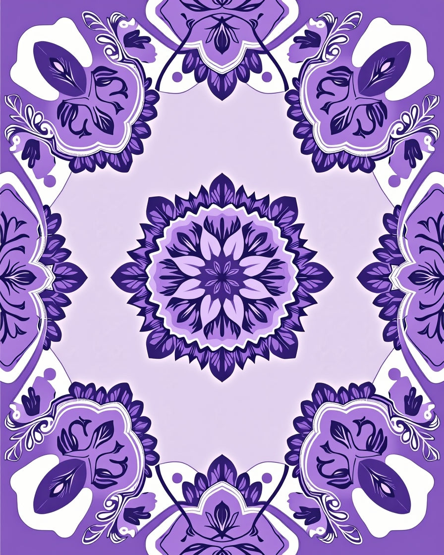 Violet Mandala Floral Pattern Area Rug