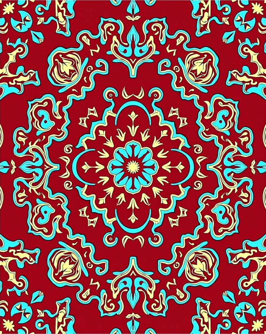 Red Floral Medallion Pattern Rug