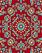 Red Floral Medallion Pattern Rug